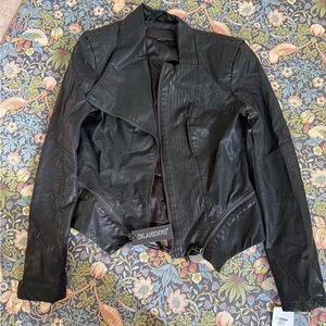 Blank NYC Black Faux Leather Asymmetrical Zip Jacket
